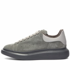 Alexander McQueen Men's Heel Tab Suede Wedge Sole Sneakers in Grey