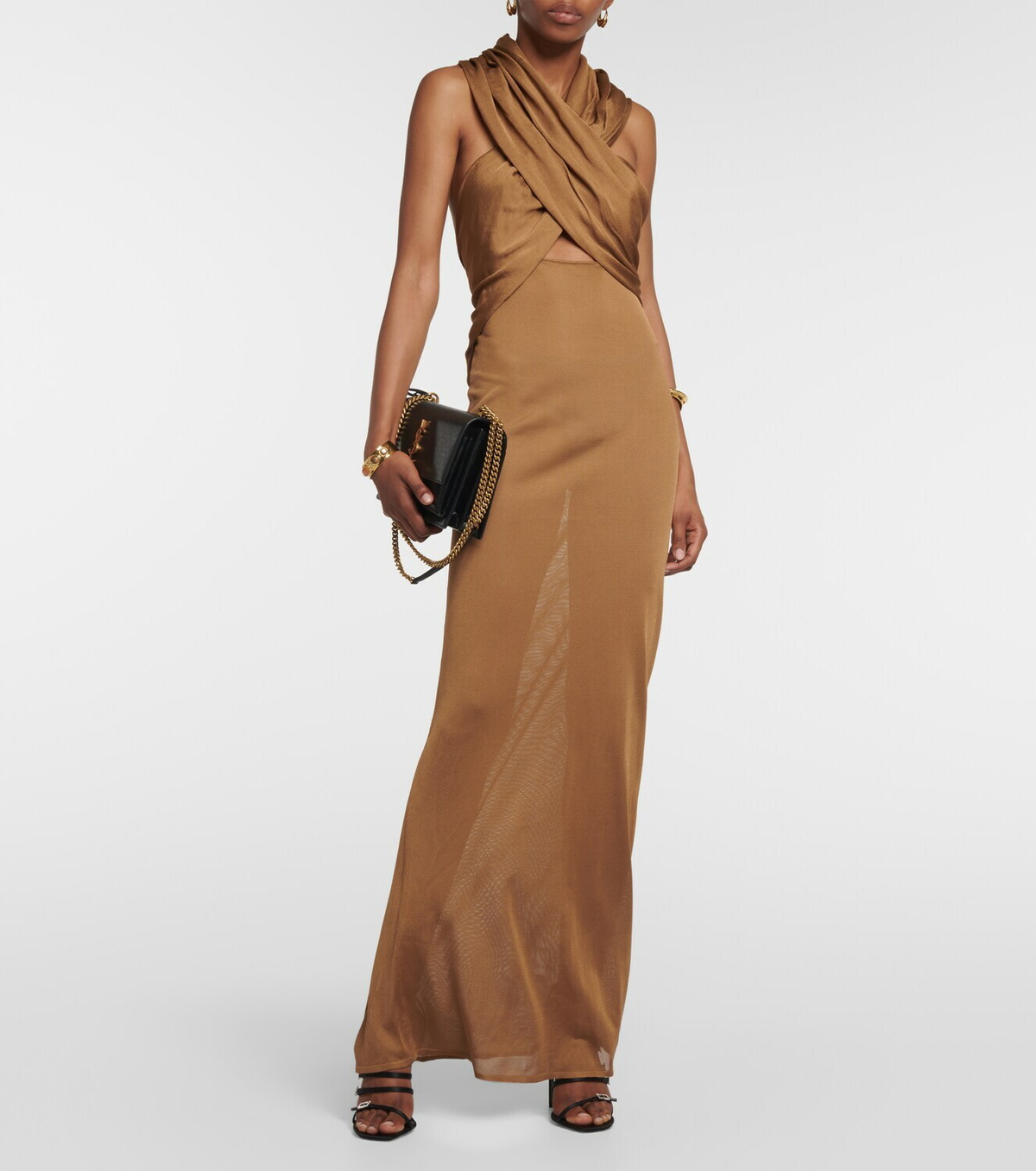 Saint Laurent Hood-detail cutout semi sheer gown Saint Laurent