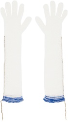 MM6 Maison Margiela White Contrast Stitch Gloves