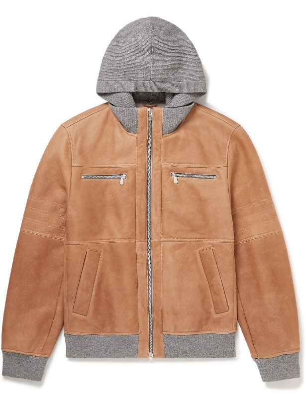 Photo: Brunello Cucinelli - Convertible Suede Hooded Bomber Jacket - Brown