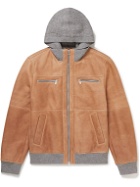 Brunello Cucinelli - Convertible Suede Hooded Bomber Jacket - Brown