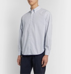 Entireworld - Giant Oversized Button-Down Collar Striped Organic Cotton Oxford Shirt - Blue