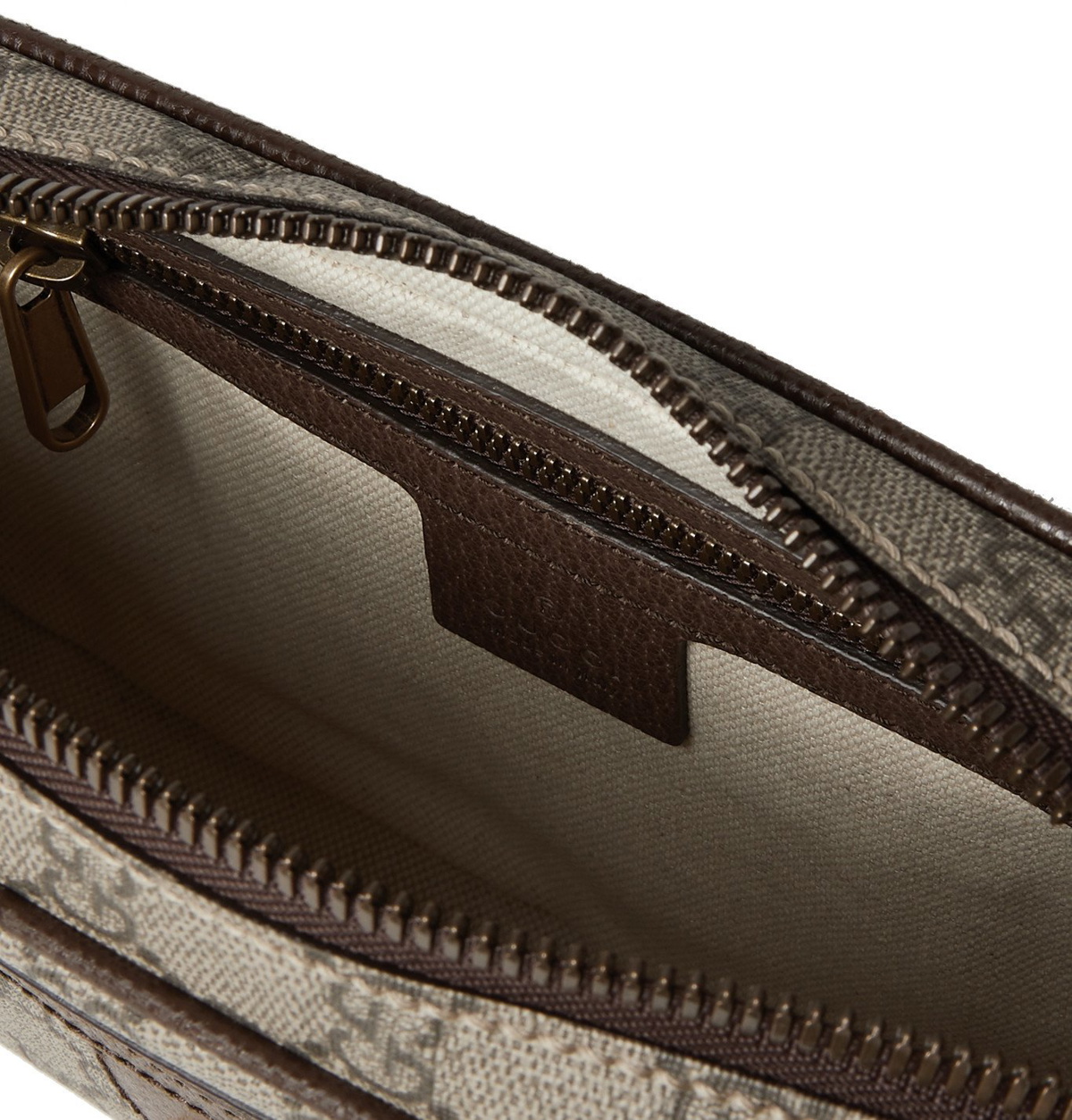Leather-Trimmed Monogrammed Coated-Canvas Belt Bag