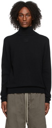 We11done Black Cashmere Embossed Logo Turtleneck