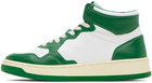 AUTRY Green & White Medalist Mid Sneakers