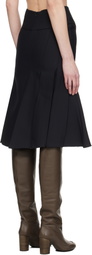 Fax Copy Express Black Pleated Midi Skirt