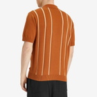 Percival Men's Micro Cable Knitted Polo in Tobacco