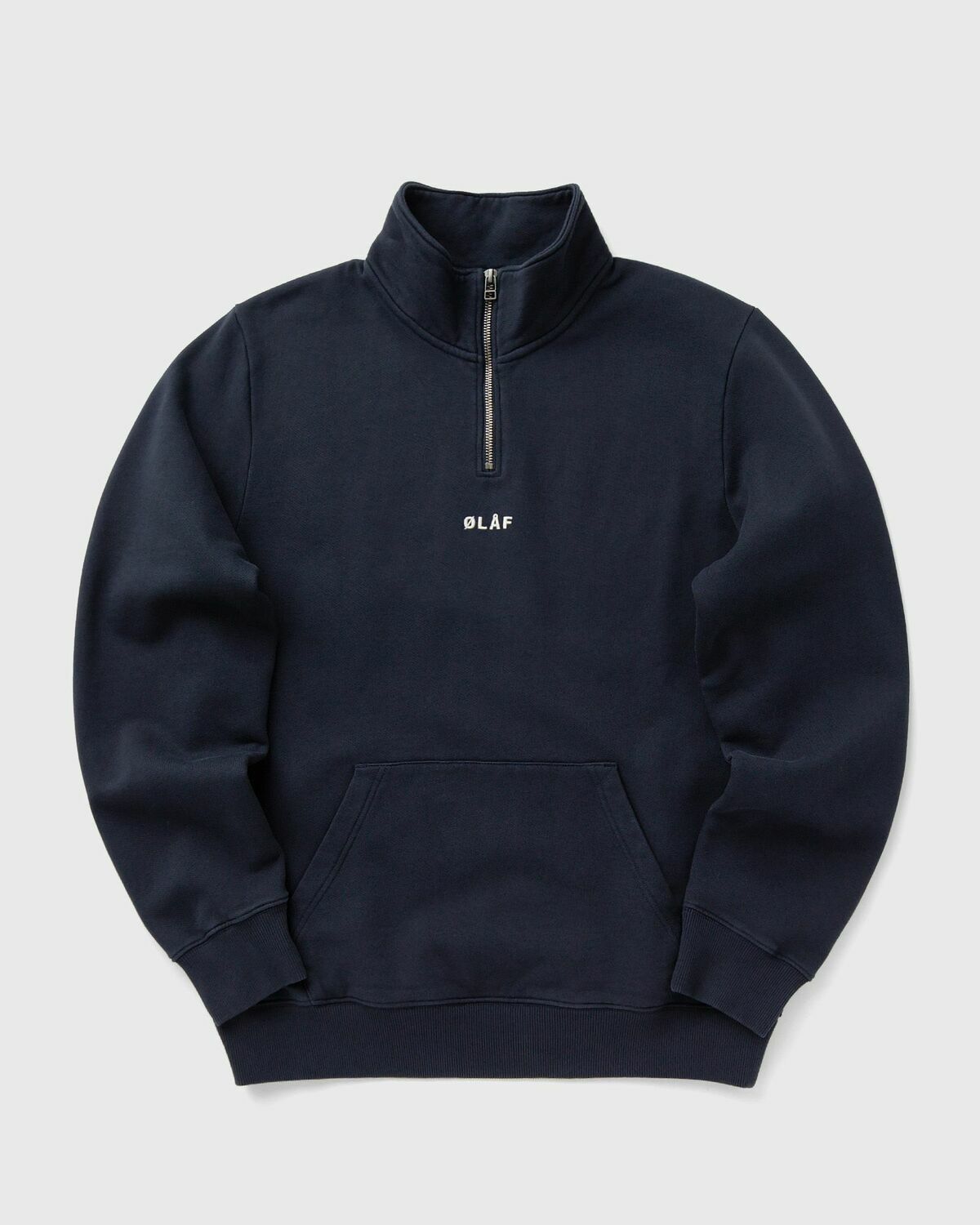 ØLÅF BLOCK ZIP MOCK NECK Blue Mens Half-Zips/Sweatshirt