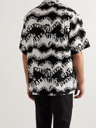 Valentino - Camp-Collar Logo-Print Silk-Satin Shirt - Black