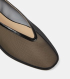 Le Monde Béryl Luna leather-trimmed mesh ballet flats