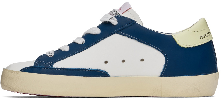 Bonpoint Kids White Blue Golden Goose Edition Basket Scratch Sneakers