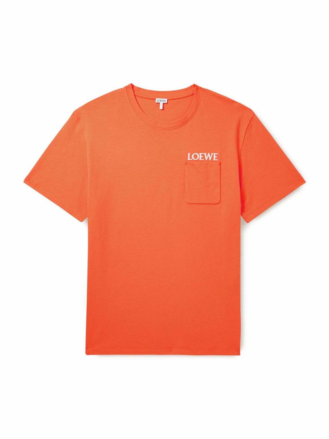 LOEWE - Logo-Embroidered Cotton-Jersey T-Shirt - Orange Loewe