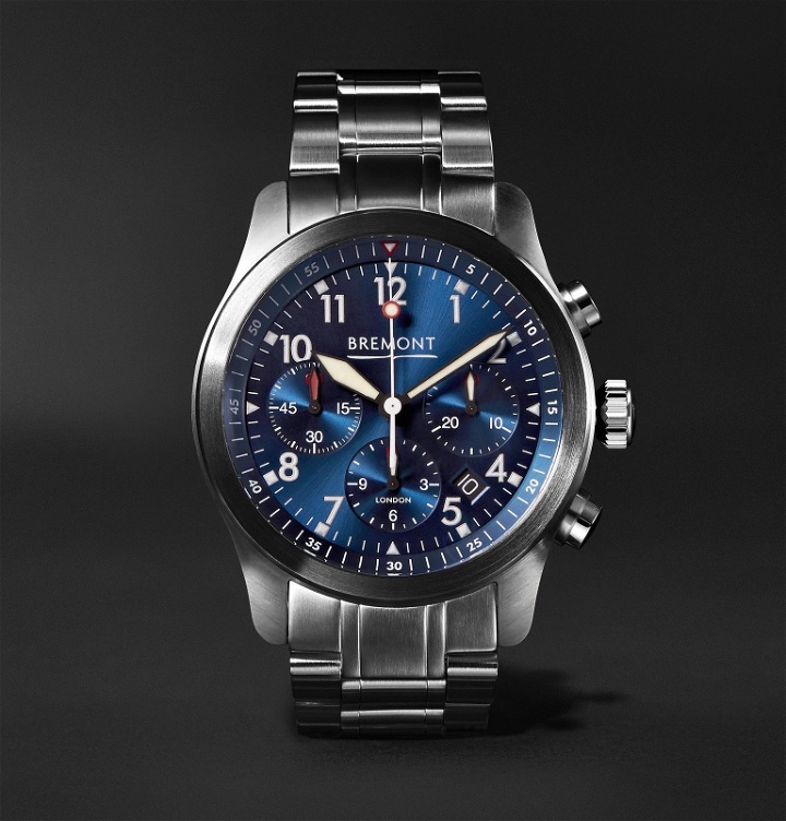 Photo: Bremont - ALT1-P/BK Automatic Chronograph 43mm Stainless Steel and Leather Watch - Blue