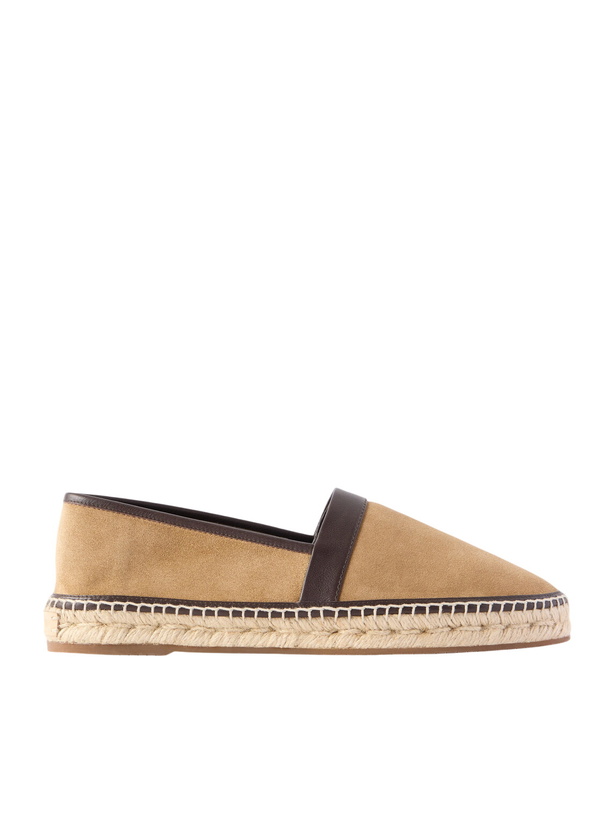 Photo: Manolo Blahnik - Nerano Leather-Trimmed Suede Espadrilles - Brown