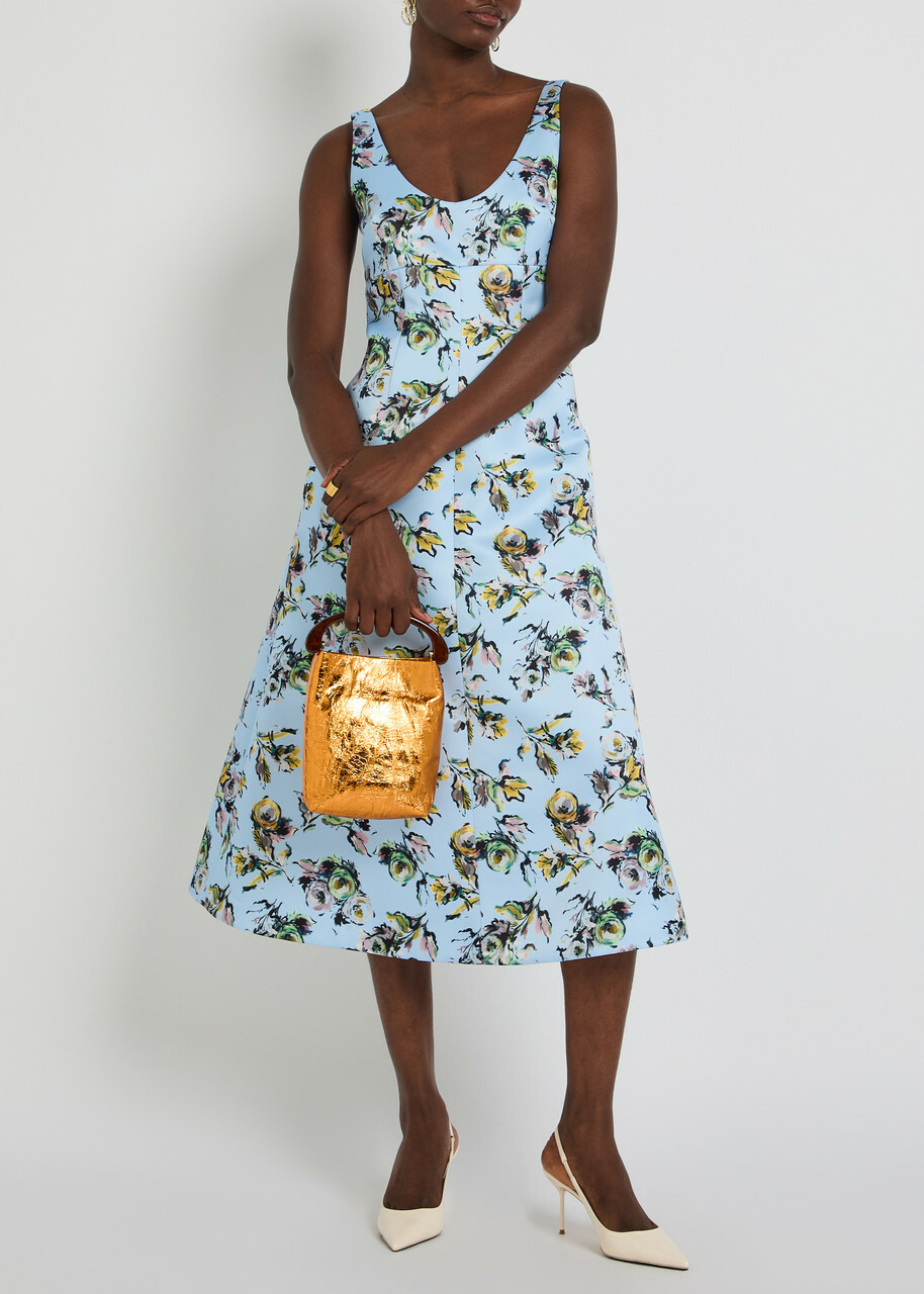 Emilia Wickstead Abella Floral-print Satin Midi Dress Green