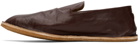 Dries Van Noten Burgundy Crinkled Leather Loafers