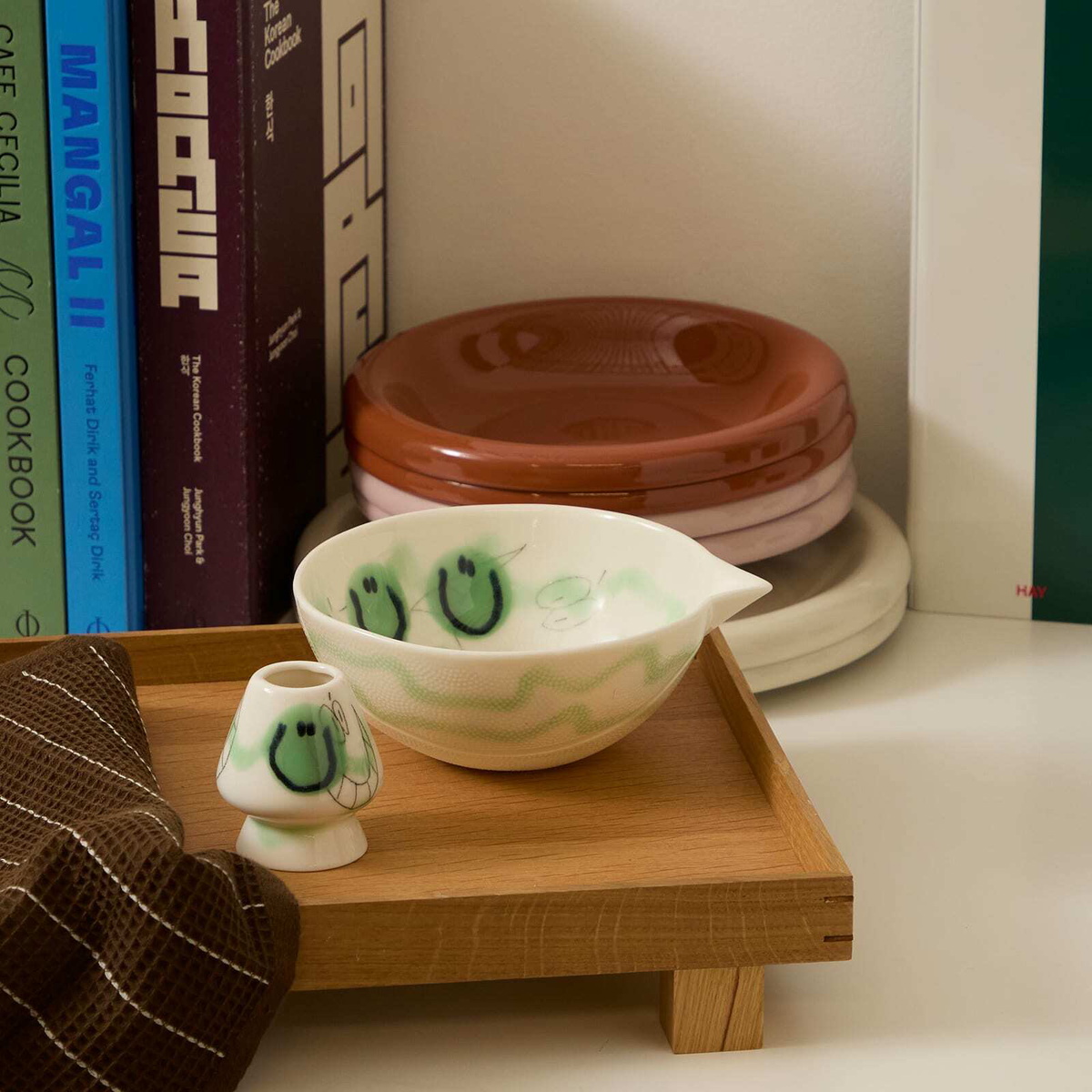 Frizbee Ceramics x END. Matcha Bowl & Whisk Holder in Green Grass 
