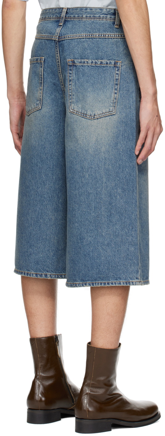 LOW CLASSIC Blue Faded Denim Shorts