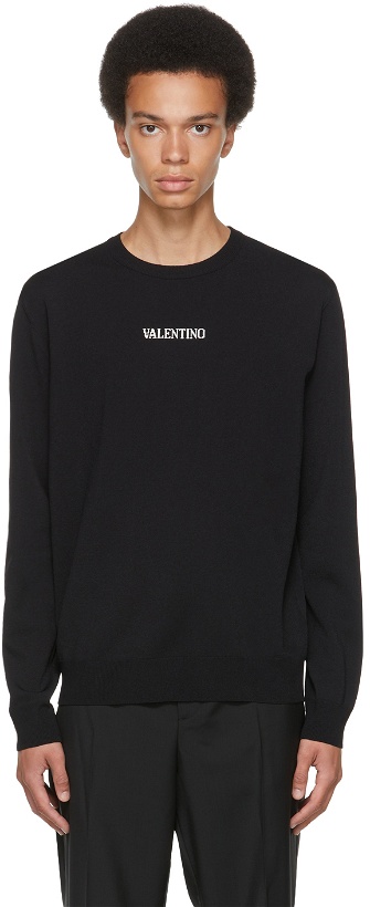 Photo: Valentino Black Intarsia Logo Sweater