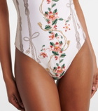 Agua by Agua Bendita Limon ruffled embroidered swimsuit