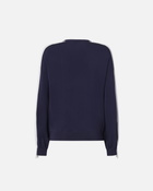 Pinko Crew Neck Sweatshirt With Wide Sleeves And Raised Logo Blue/White