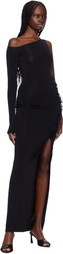 Nensi Dojaka Black One Shoulder Maxi Dress