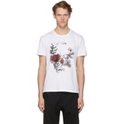 Alexander McQueen White Gothic Rose Skull T-Shirt