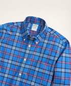 Brooks Brothers Men's Milano Slim-Fit Non-Iron Stretch Twill Tartan Shirt | Blue