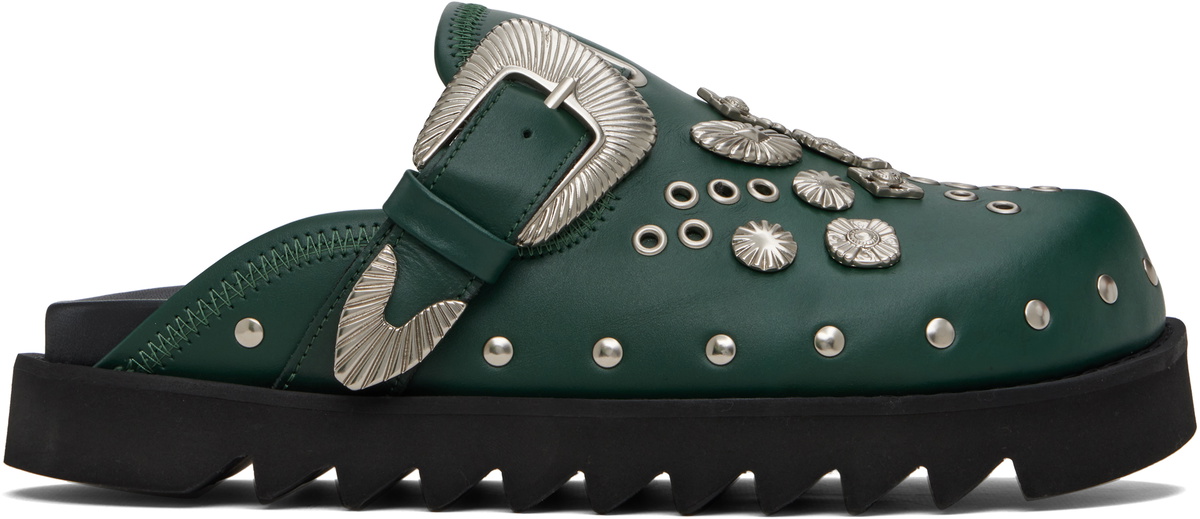 靴 TOGA VIRILIS eyelet l sabot Olive-Nylon-Eyelet-Metal-Sabot
