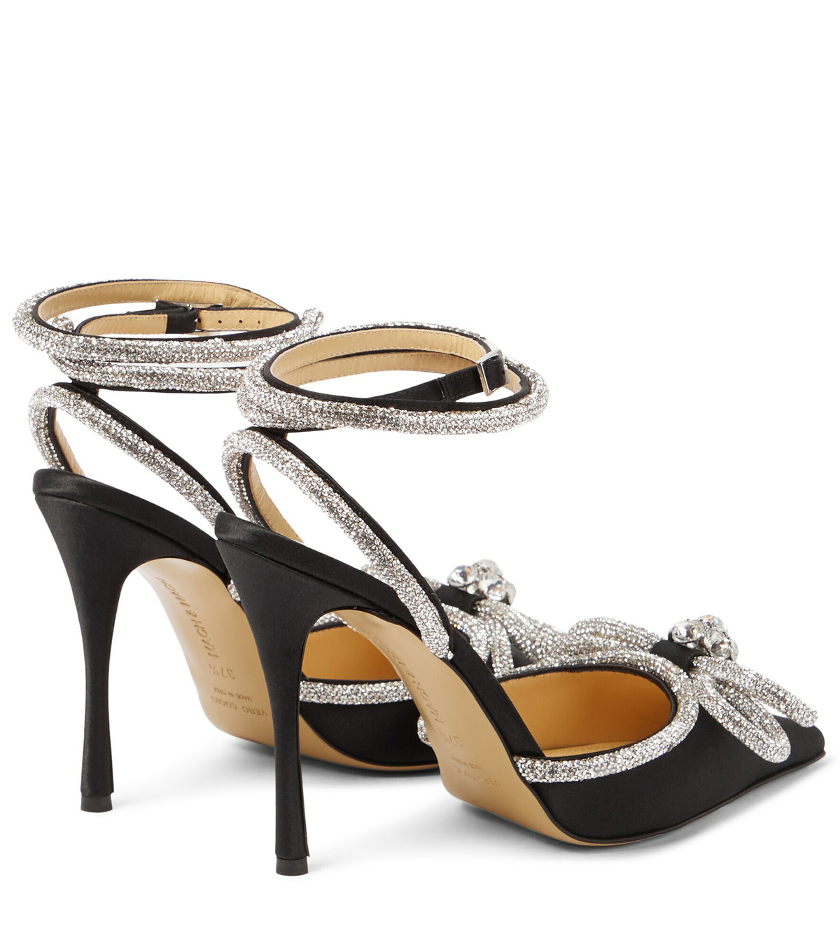 Mach & Mach - Double Bow embellished satin pumps