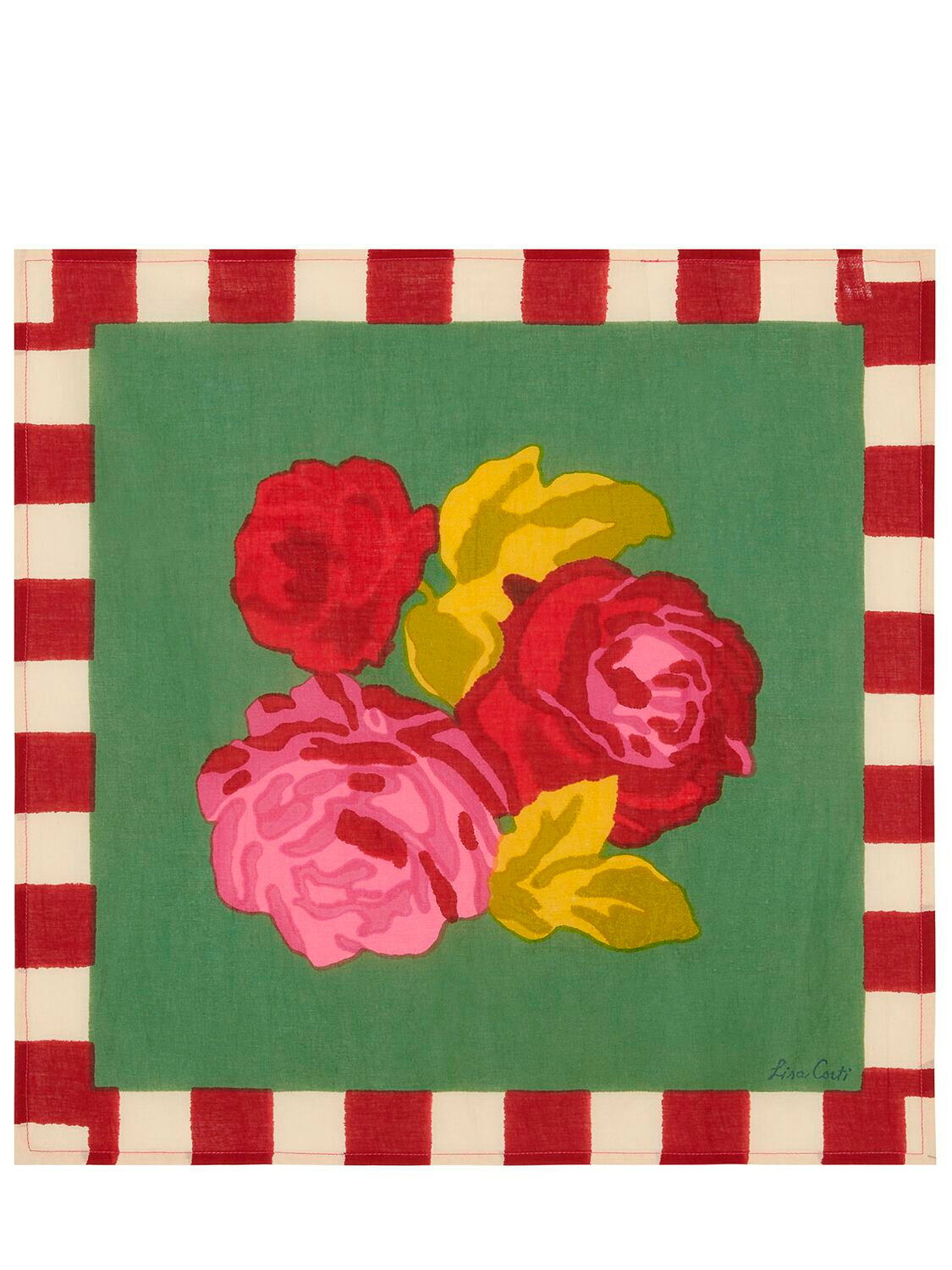 LISA CORTI Set Of 4 Nizam Stripes Green Napkins