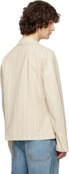 Maison Margiela Beige & Blue Cotton Striped Shirt