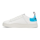 Diesel White and Blue S-Clever LS Low Sneakers