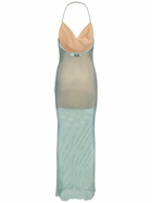 SELF-PORTRAIT - Hotfix Fishnet Cowl Neck Maxi Dress