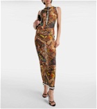 Jean Paul Gaultier Printed lace-trimmed mesh maxi dress