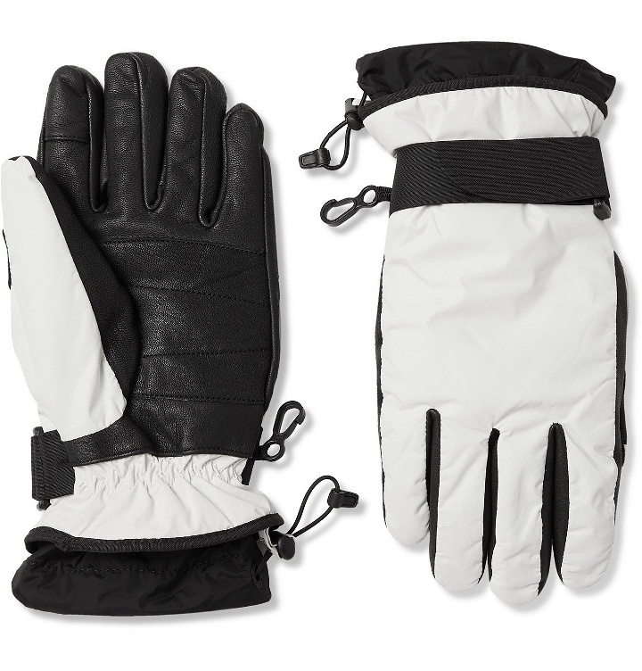 Photo: Moncler Genius - 3 Sandro Mandrino Snow Glow Logo-Appliquéd Shell and Leather Ski Gloves - Neutrals