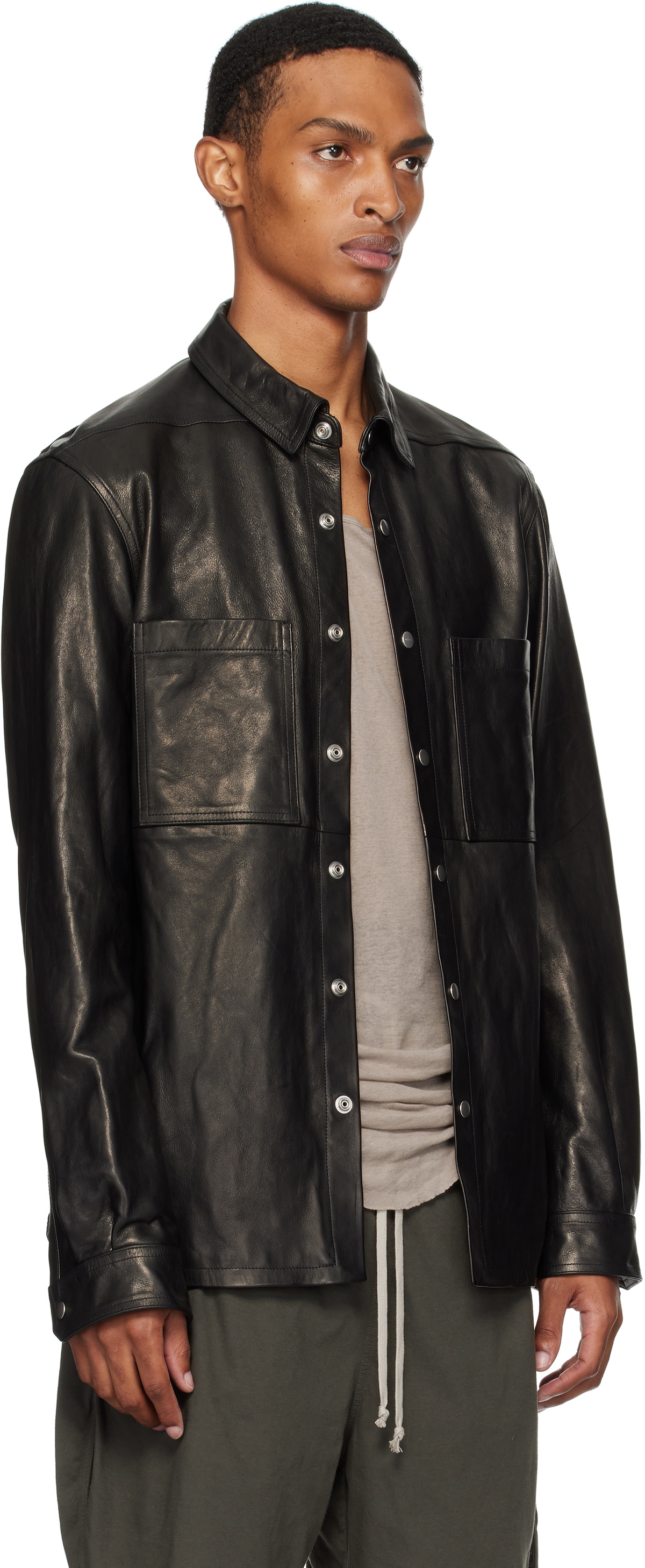 Rick Owens Black Concordians Outershirt Leather Jacket Rick Owens