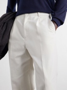 ATON - Pleated Tapered Cotton Trousers - Neutrals