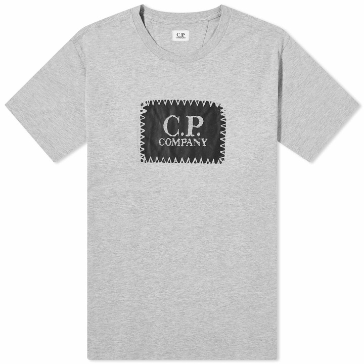 Photo: C.P. Company Men's Label Logo T-Shirt in Grey Melange