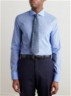 Canali - Cutaway-Collar Checked Cotton-Poplin Shirt - Blue