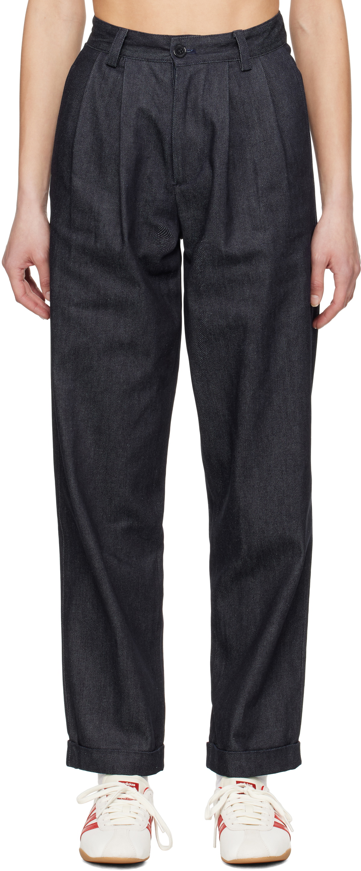 Carter Young Navy Pleated Jeans