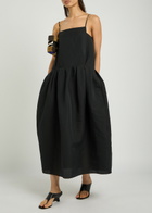 Khaite Adira Silk and Cotton-blend Midi Dress Black
