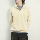 Auralee Men's High Gauge Sweat Half Zip Jumper in Ivory Beige