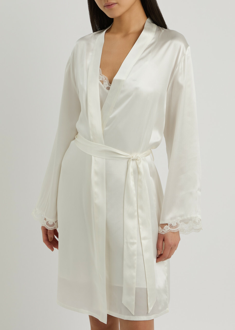 Simone PÉRÈLE Love Me Silk-satin Robe Ivory Simone Perele