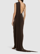 THE ATTICO Sheer Long Dress with Scarf Panel