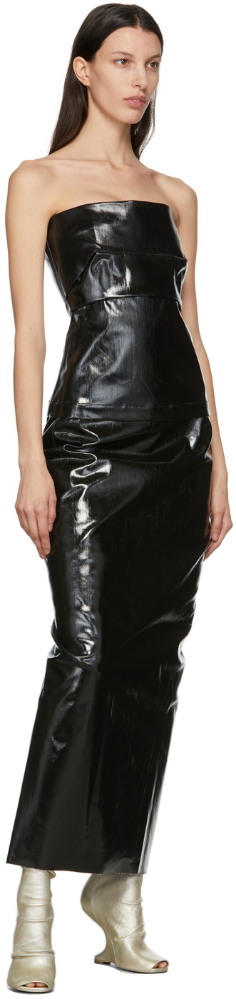 Rick Owens Black Denim Lacquered AI Pillar Skirt Rick Owens