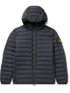 Stone Island - Logo-Appliquéd Quilted Cotton-Blend Shell Hooded Down Jacket - Blue