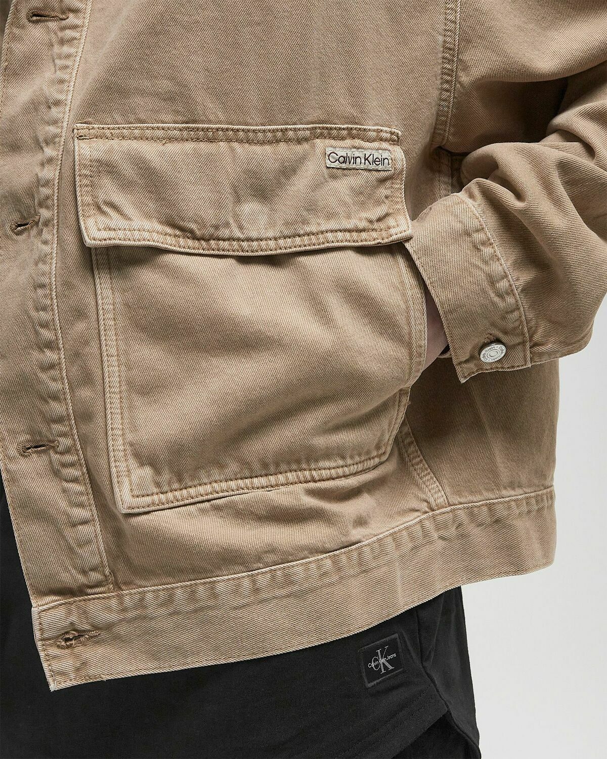 Calvin Klein Jeans MINIMAL TRUCKER JACKET Beige Mens Denim Jacket