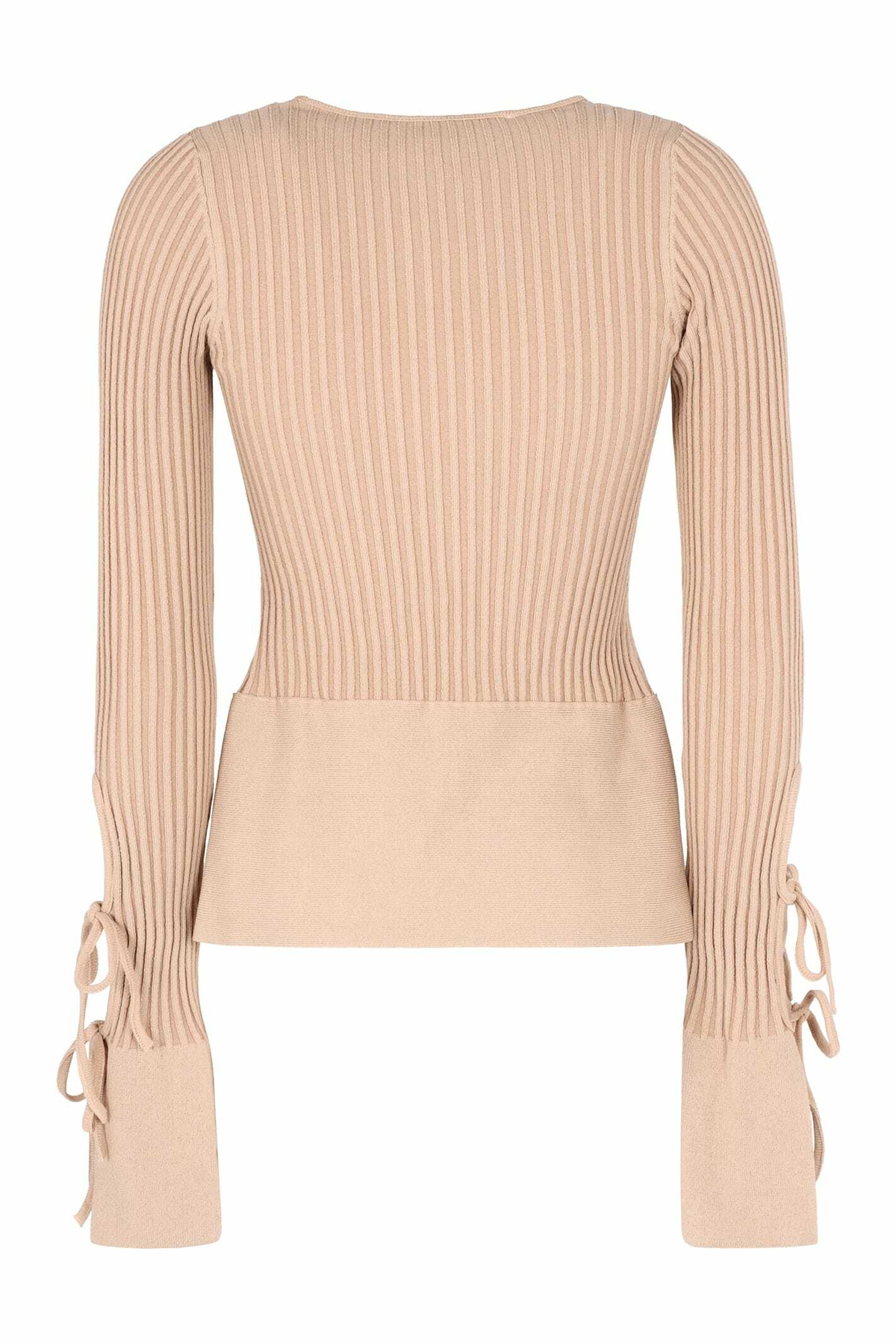 ANDREĀDAMO Long Sleeve Crop Topribbed Knit Top