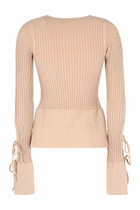 ANDREĀDAMO Long Sleeve Crop Topribbed Knit Top